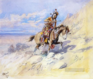 Amerikanischer Indianer Werke - Indianer zu Pferd Charles Marion Russell Indianer